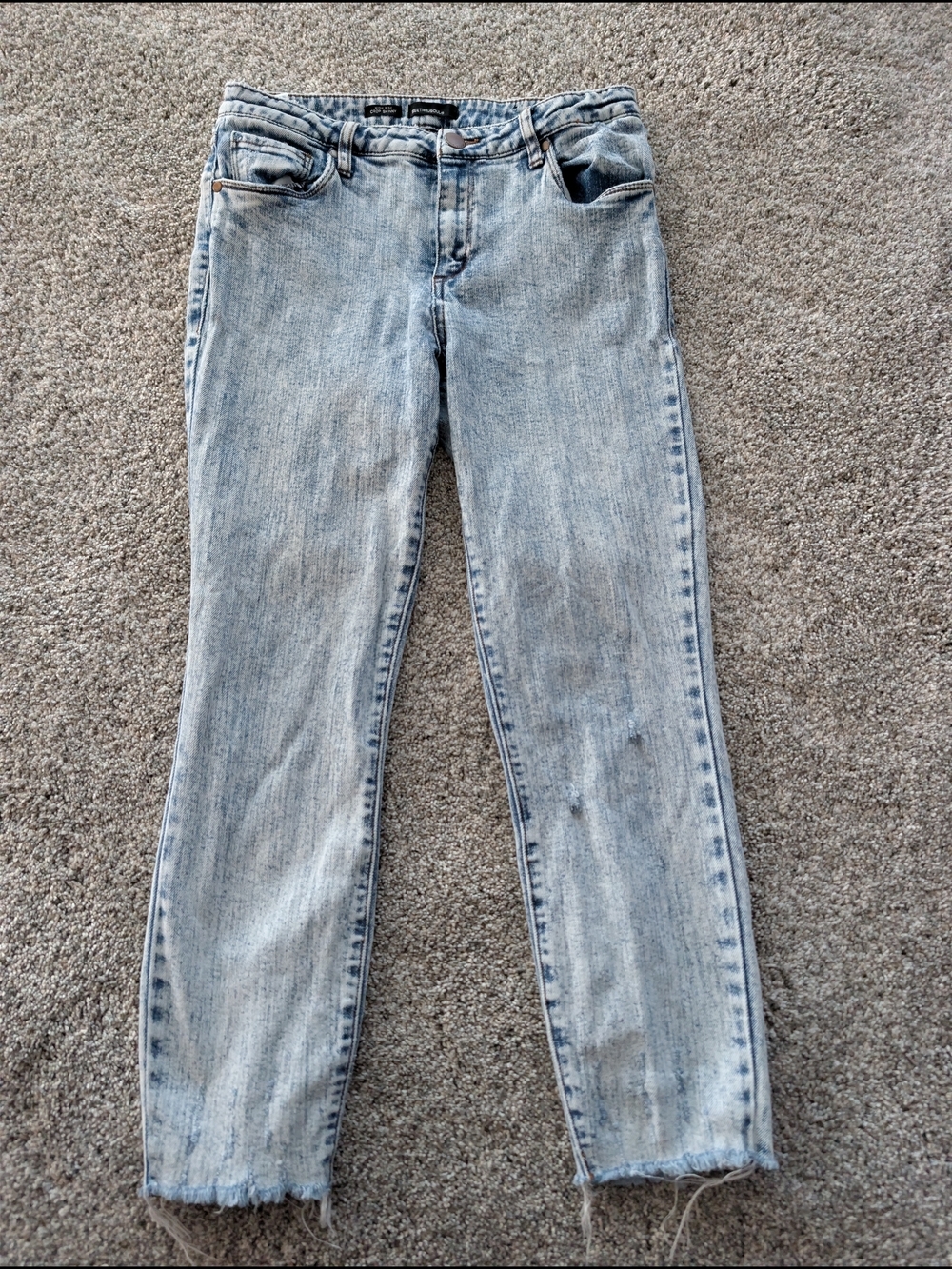 See Thru Soul High Rise Crop Skinny Acid Wash Jeans Size 28 Distressed Hem